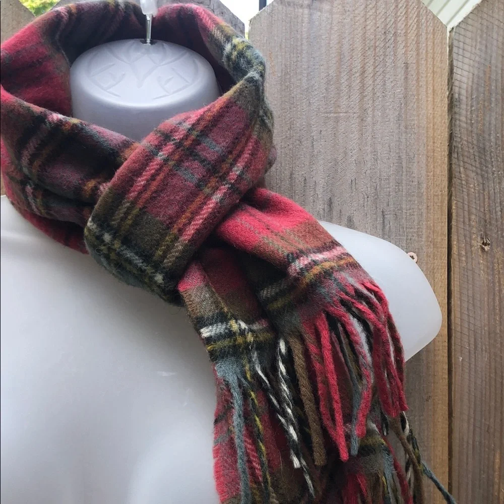 Johnstons of Elgin Iconic Tartan Wool Scarf. Red & Brown MacLean of Duart Muted